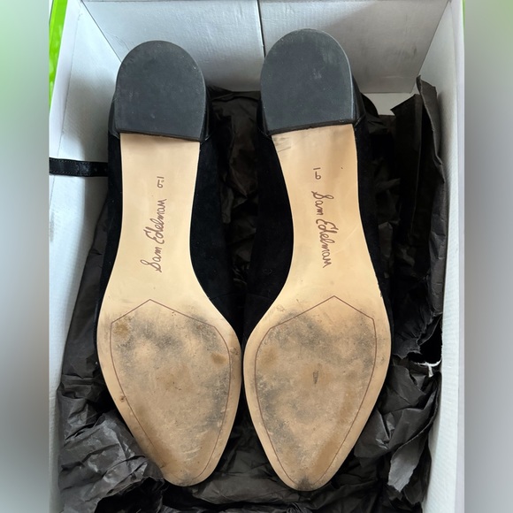 Black Sam Edelman Kitten Heels with Ankle Strap - Picture 2 of 5